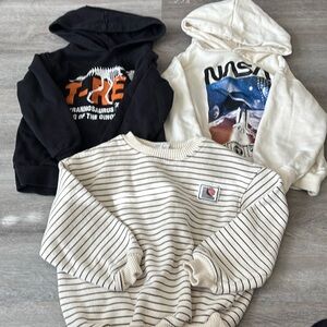Kids Graphic Hoodies and Striped Sweater Set